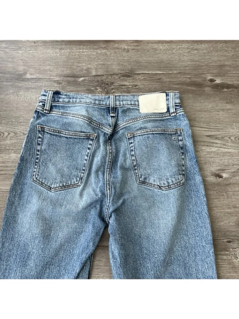 Rag Bone Wren High Rise Slim Straight Jeans Womens 28 Riley Distressed‎ Raw Hem